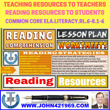 Preview of READING COMPREHENSION: LESSON AND RESOURCES