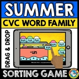 CVC WORD FAMILY SORT SUMMER BOOM CARDS DISTANCE LEARNING K