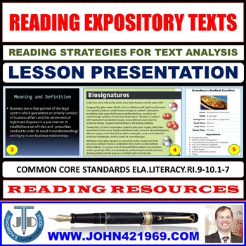 Preview of READING EXPOSITORY TEXTS LESSON PRESENTATION