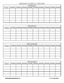 READING FLUENCY RECORDING CHART **EDITABLE** by In the Land of Teaching