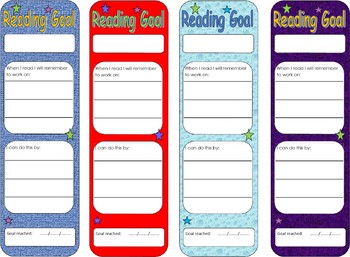 Reading Goal Bookmark By Kelly Adams Teachers Pay Teachers