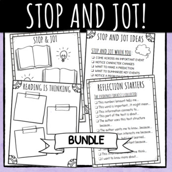 Preview of READING JOURNAL / READING LOG: Stop and Jot Journal Bundle (PRINTABLE)