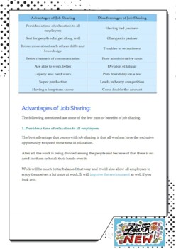 Preview of READING. Job Sharing