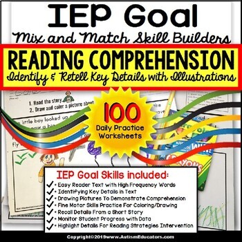 Preview of READING Key Details in Text IEP GOAL Skill Builder for Special Education