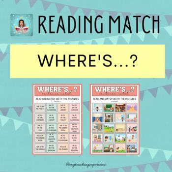 Preview of READING MATCH ACTIVITY - WHERE + SCHOOL ROOMS