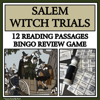 Preview of SALEM WITCH TRIALS - Reading Passages and Bingo Review Game