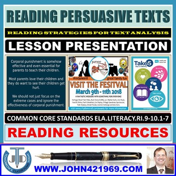 Preview of READING PERSUASIVE TEXTS LESSON PRESENTATION