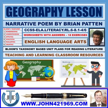 Preview of READING POETRY - GEOGRAPHY LESSON - 18 WORKSHEETS WITH ANSWERS