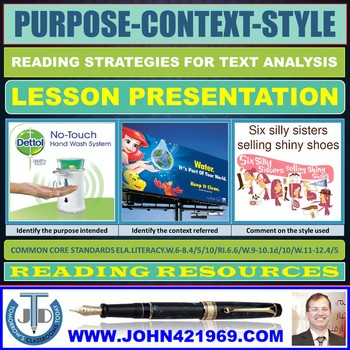 Preview of READING - PURPOSE CONTEXT STYLE: LESSON PRESENTATION