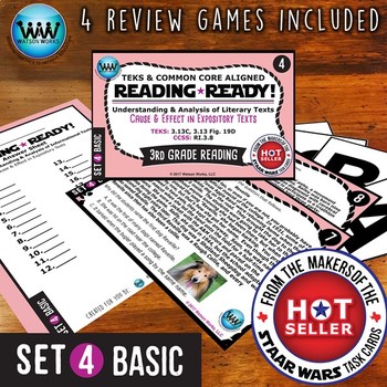 Preview of READING READY 3rd Grade Task Cards – Cause & Effect ~ BASIC SET 4 {TEKS-aligned}