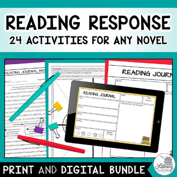 Preview of READING RESPONSE JOURNAL: For Any Novel, Printable & Digital Bundle