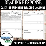 READING RESPONSE JOURNAL - Independent Reading - PRINT / D