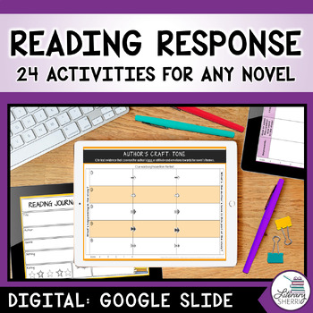 Preview of READING RESPONSE JOURNAL: Questions, Prompts, Rubrics, For Any Novel  | Digital