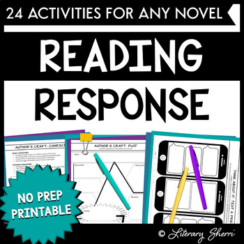 Preview of READING RESPONSE JOURNAL: Questions, Prompts, Rubrics, For Any Novel | Printable