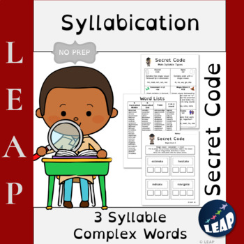 Preview of READING - Syllabication  *Secret Code* 3 Syllable Words - Distance Learning