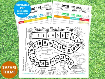 Preview of READING TRACKER MAP Printable: Safari Theme | Summer reading & all year