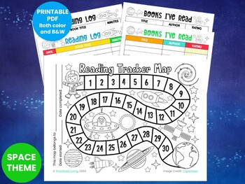 Preview of READING TRACKER MAP Printable: Space Theme | Summer reading & all year