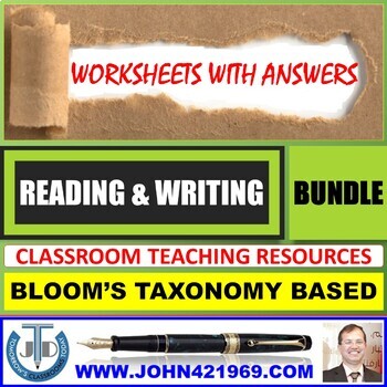 Preview of READING AND WRITING: BLOOM'S TAXONOMY-BASED WORKSHEETS WITH ANSWERS - BUNDLE