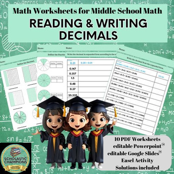 Preview of READING & WRITING DECIMALS-5th/6th Middle School Math Worksheets