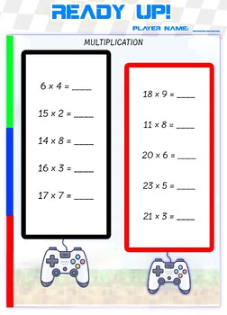 Preview of READY UP! Multiplication Worksheets | Player Themed