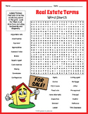 REAL ESTATE VOCABULARY TERMS  Word Search Puzzle Worksheet