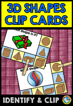 Preview of REAL LIFE 3D SHAPES CENTER KINDERGARTEN GEOMETRY MATCHING CLIP CARDS MORNING TUB