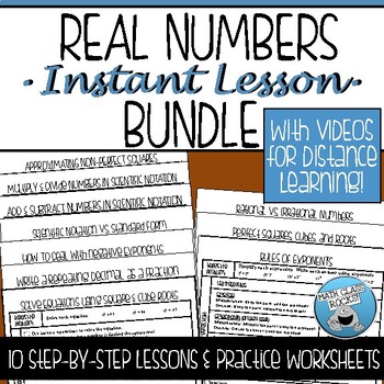 Preview of REAL NUMBERS GUIDED NOTES AND PRACTICE BUNDLE