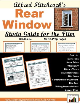 Preview of REAR WINDOW | Alfred Hitchcock Film Study Guide | Worksheets