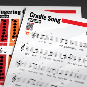 Preview of Recorder Sheet Music: Cradle Song w/ Recorder Fingering Chart & Extras