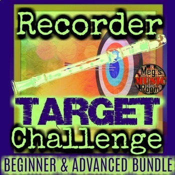 Preview of RECORDER TARGET CHALLENGE BUNDLE - Treble Clef/Fingering Game ELEMENTARY MUSIC