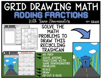 Preview of RECYCLING TRASHCAN Grid Drawing Math ADDING FRACTIONS WITH SAME DENOMINATORS