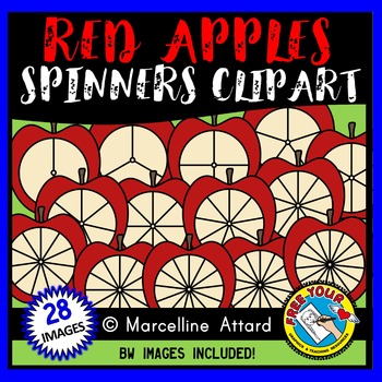 Preview of RED APPLE SPINNERS CLIPART FOR BACK TO SCHOOL OR AUTUMN/ FALL