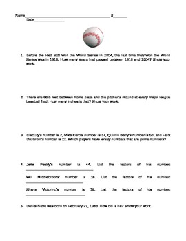 MLB Coordinate Graphing Picture: Boston Red Sox by ColorDreamStudio