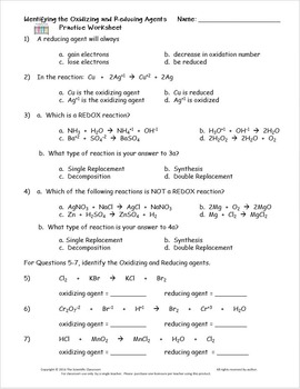 REDOX: BUNDLE Practice Worksheets by The Scientific Classroom | TpT