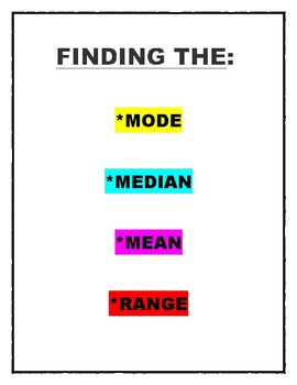 Preview of REFERENCE SHEET:  Finding: Mode, Mean, Median & Range of numbers
