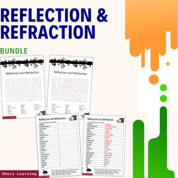 Preview of REFLECTION AND REFRACTION SCIENCE ACTIVITY - BUNDLE WORD FIND SCRAMBLE WORDS