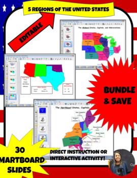 Preview of REGIONS OF UNITED STATES SMART BOARD SLIDES *BUNDLE/ EDITABLE