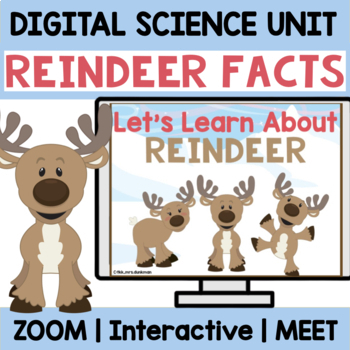 Preview of REINDEER FACTS| Digital Kindergarten Science Comprehension | Digital + Printable