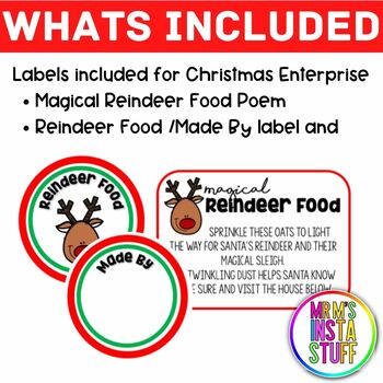 Reindeer Food Christmas Fundraiser Resource Printable Poem and Labels
