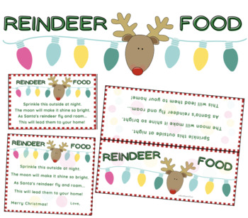 REINDEER FOOD! Poem, Tags, Bag Topper by Most Magical Years | TPT