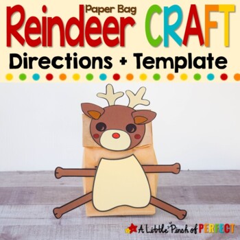 REINDEER Paper Bag Craft Template CHRISTMAS HOLIDAY Activity | TpT