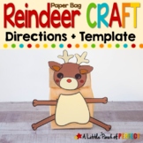 REINDEER Paper Bag Craft Template CHRISTMAS HOLIDAY Activity