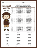 REMBRANDT Biography Word Search Puzzle Worksheet Activity