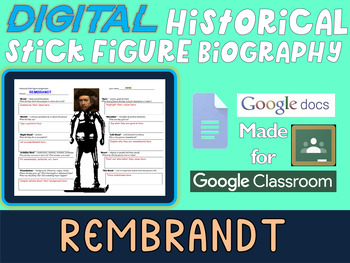 Preview of REMBRANDT Digital Historical Stick Figure Biography (MINI BIOS)