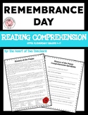 REMEMBRANCE DAY Reading Comprehension Worksheets - Upper E
