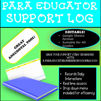Preview of REMOTE LEARNING SUPPORT ANECDOTAL TOOL: Paraeducators/Paraprofessionals Log