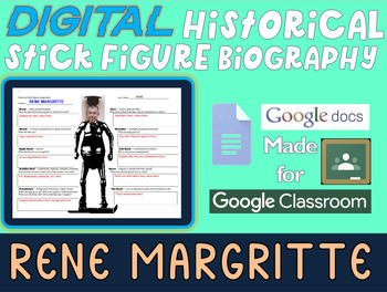 Preview of RENE MARGRITTE Digital Historical Stick Figure Biography (MINI BIOS)