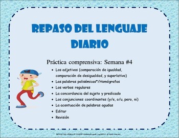 Preview of REPASO DEL LENGUAJE DIARIO - Semana #4