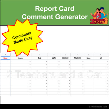 Preview of REPORT CARD COMMENT GENERATOR