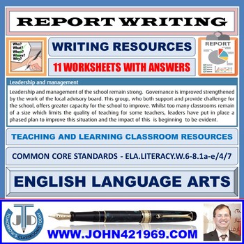 Preview of REPORT WRITING - 11 WORKSHEETS WITH ANSWERS